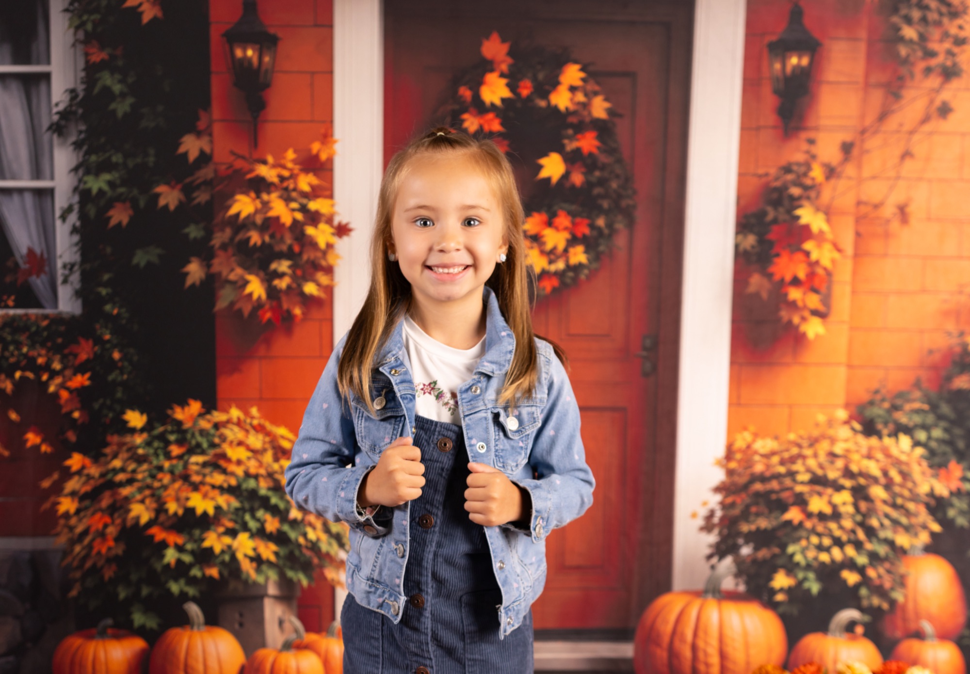 Relaxed school portrait setup with warm, natural styling