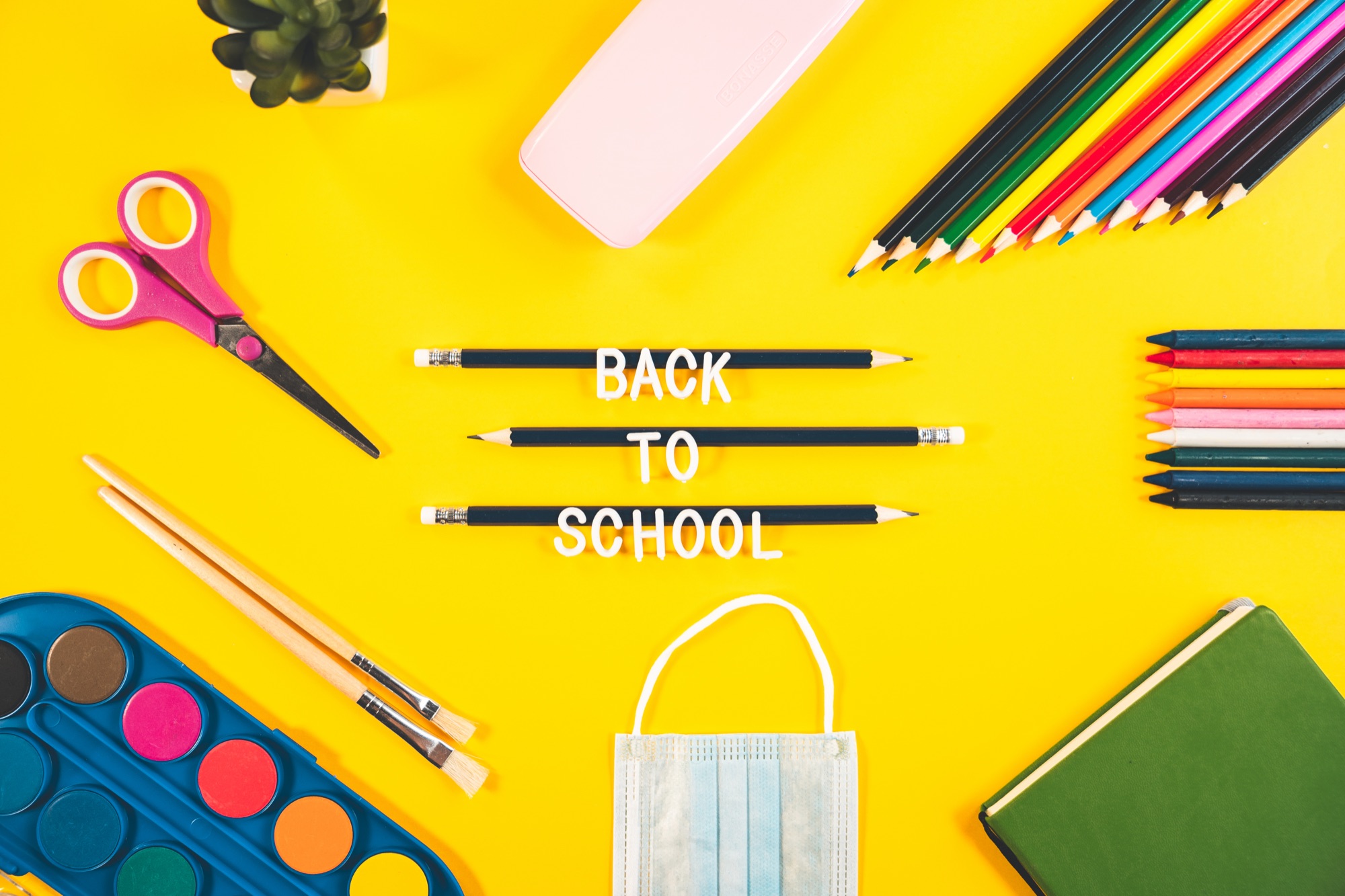 Back-to-school styled scene for an August mini session